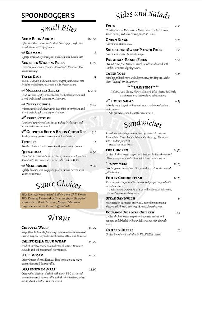 Spoondoggers Bar and Grill Menu image 3