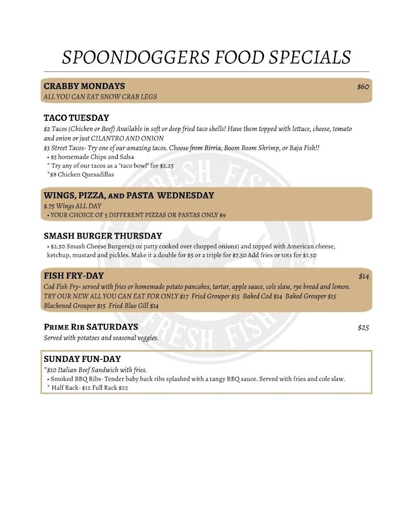 Spoondoggers Bar and Grill Menu image 4